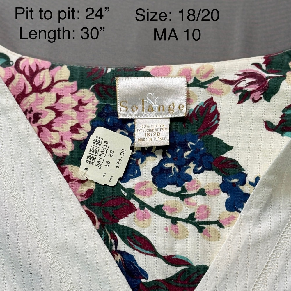 Solange Pajama Set Women‎ 18/20 Floral Print  Top Elastic Waist Lounge Deadstock - Picture 4 of 7